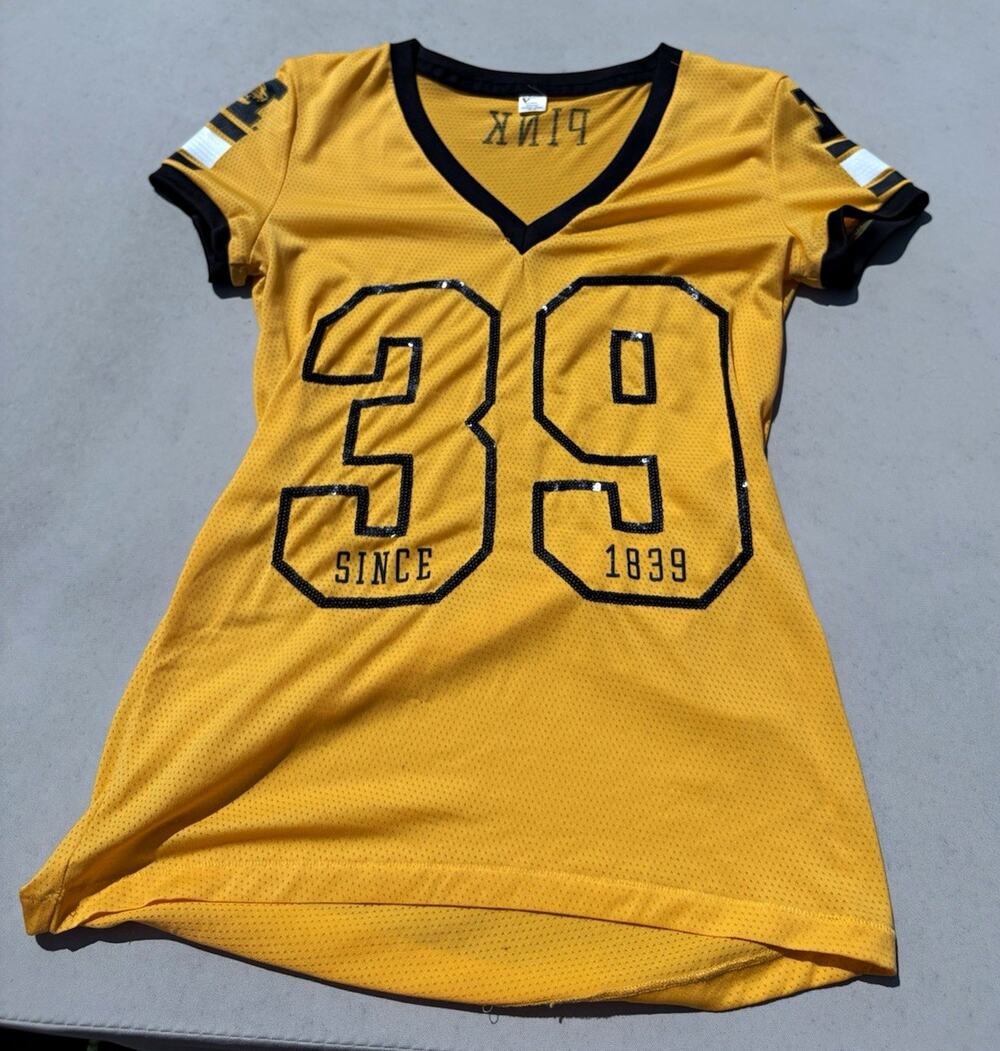 PINK Mizzou Missouri Tigers Gold Black Mesh Jersey Top M Logo 39 Since 1839